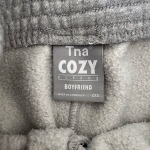 TNA Gray Cozy Fleece Boyfriend Track Pants